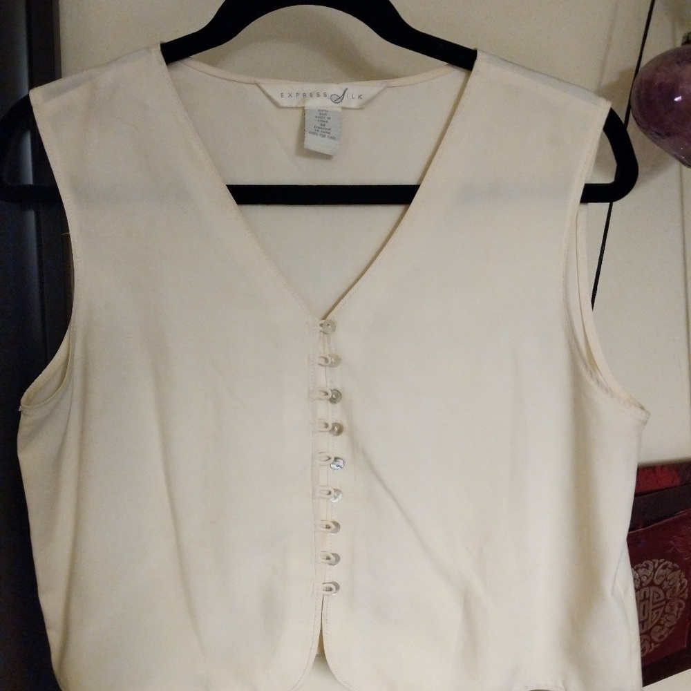 Off white pants suit Express Silk sz M